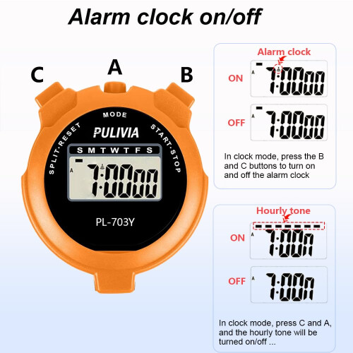 PULIVIA Sports Stopwatch Timer Lap Split Digital Stopwatch with Clock Calen 2