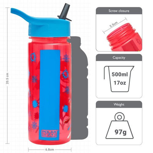 Marvel Marvel SpiderMan Personalised Sticker Water Bottle with Straw 500ml – Offic 2