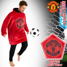 Manchester United F.C. Oversized Hoodie Blanket For Men, Man U Football Gifts (Red)