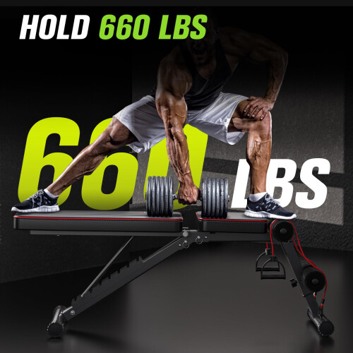 FitinOne Adjustable Folding Weight Bench for Home Gym, 660 lbs 2
