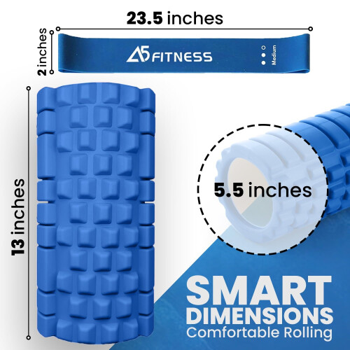 Foam Roller Blue with 3 Resistance Level Bands  Lightweight Foam Rollers fo 2