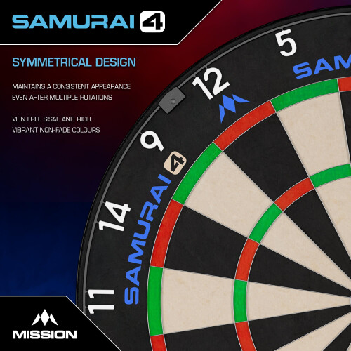 Mission Darts  Samurai 4  Professional Bristle Dartboard  Knife Wire  White 2