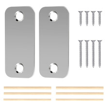 Door Hole Cover Plate with Screws and Wood Dowel Strips-Silver