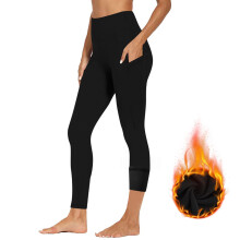 Women Sports Yoga Leggings Plush High Waist Stretch-Black L
