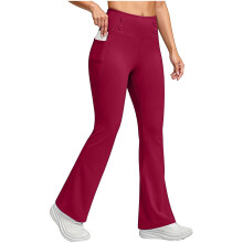 Women's fleece flared pants with pockets,-Burgundy S