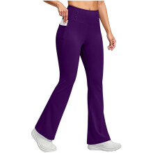 Women's fleece flared pants with pockets, hip-lifting,-Purple S