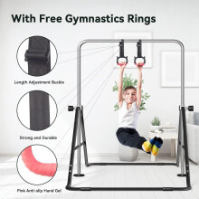FBSPORT Gymnastics Bar, Folding Horizontal Bar Gymnastics Equipment for Kids Home Training, Expandable Gymnastics Training Bar Junior with Adjustable