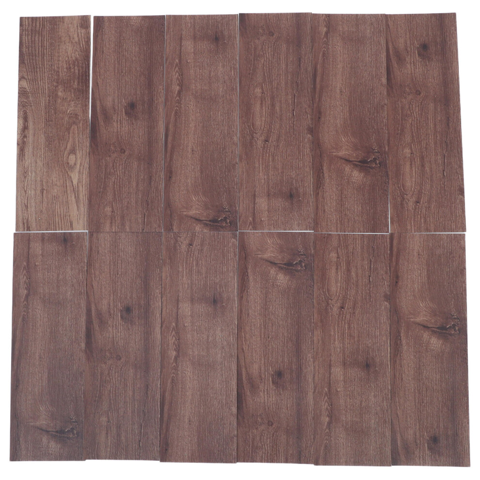 32Pcs Wear-Resistant Coffee Pvc Wood Grain Floor And Wall Tile Decals 3753283609442