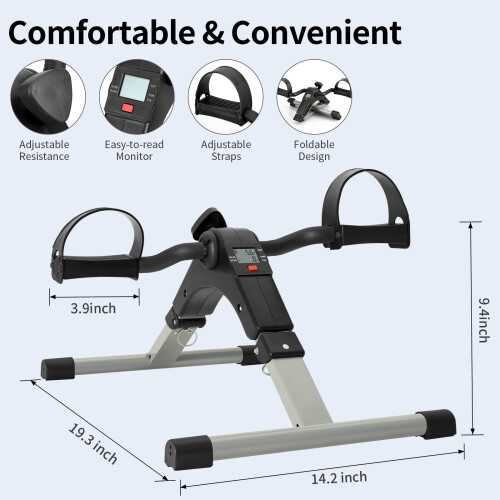 AGM Foldable Mini Pedal Exerciser Compact Arm Leg Exercise Bike with LCD Di 1