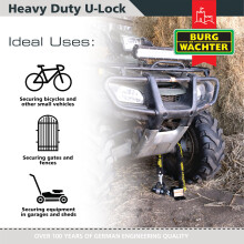Sterling 100D 16mm Heavy Duty Sold Secure Diamond & Gold Padlock U Lock - Black