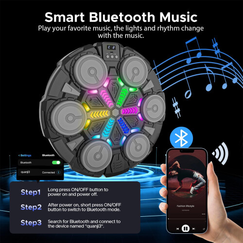 Music Punching Machine Kids Bluetooth Wall Mounted Boxing Trainer 2 3 1