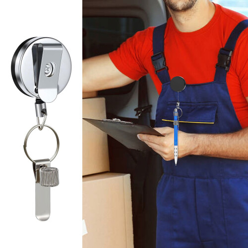 Sturdy Silver Kirsite Corrosion Resistant Retractable Clip for 2