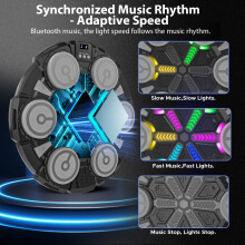 Music Punching Machine for Kids Adults,Bluetooth Wall Mounted Boxing Trainer with Gloves,Rhythm Lights,2 Player Battle Mode,Reaction Training Pad,Hom