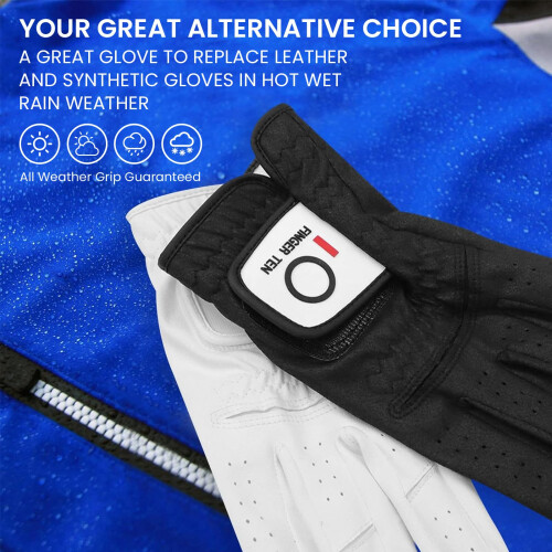 FINGER TEN Golf Glove Men for Left Hand 2 Pack (Dark Blue, S) 2