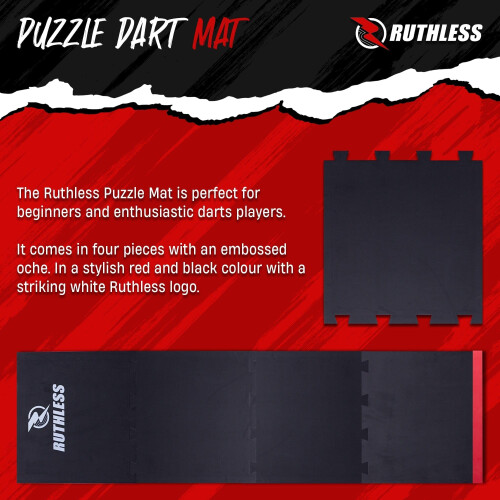 Ruthless  Puzzle Foam Dart Mat for Beginners and Professionals  Black  Red 1