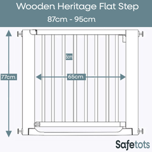 Safetots (White, 87cm - 95cm) Safetots Wooden Heritage Flat Step Gate 2