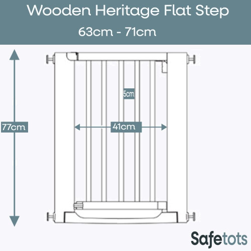 Safetots (White, 63cm - 71cm) Safetots Wooden Heritage Flat Step Gate 2