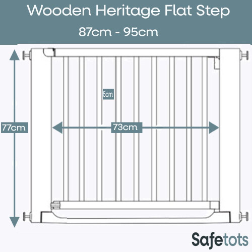 Safetots (White, 95cm - 103cm) Safetots Wooden Heritage Flat Step Gate 2