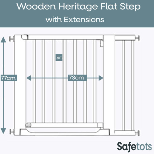 Safetots (White, 125cm - 133cm) Safetots Wooden Heritage Flat Step Gate 2