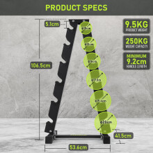 PhysKcal 6-Tier Dumbbells Rack, Heavy Duty Gauge Steel, 400 kg Load Bearing