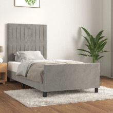 vidaXL sengestel uden madras lysegrå 90x200 cm fløjl