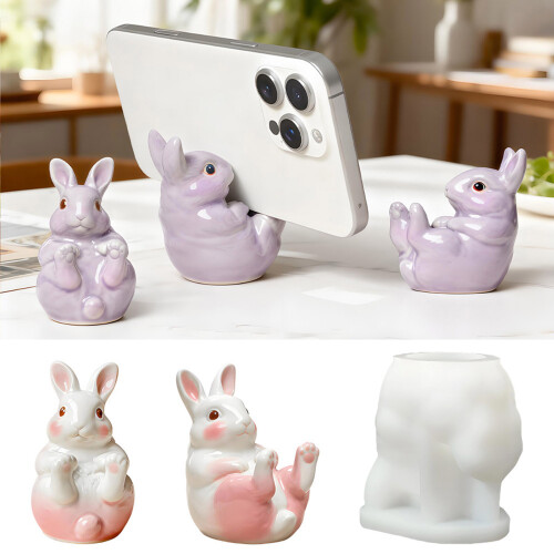 Creative Rabbit Phone Holder Mold for Handmade Phone Stands and 1