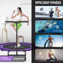 CLORIS 48 Foldable Fitness Trampoline Max Load 450lbs Rebounder with Adjus