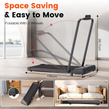 CITYSPORTS Treadmill with Incline, 2 in 1 Folding Fitness Treadmill for Home Office Under Desk, Walking Machine Pad Foldable with Remote Control, LED