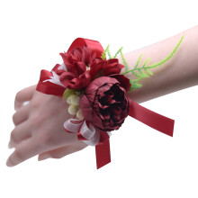 Silk Wrist Flower with Peony and Ribbon1012cm