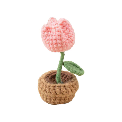 Ghiveci de flori artificiale croșetat manual, 4-5cm x 9-11cm