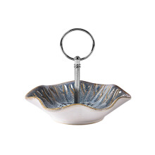 Keramisk smykkebakke med guldkant 14x12cm