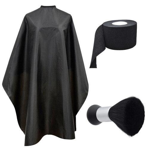 1Ensemble Ensemble Coiffeur Professionnel Tablier Nylon Couleur Noire