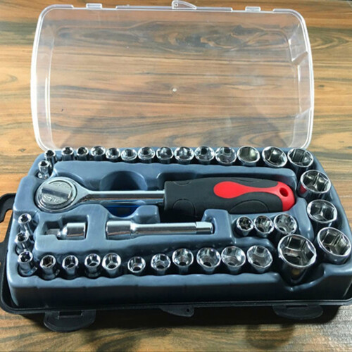 40Pièces Outils Réparation Auto Ensemble Douilles Acier Noir 2