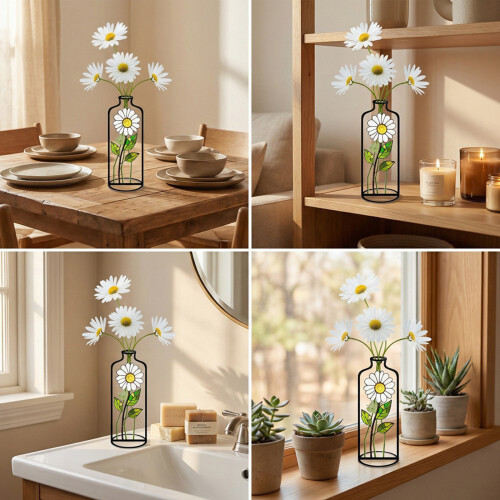Ensemble élégant de 4 vases en acrylique 3D avec un design-6 1