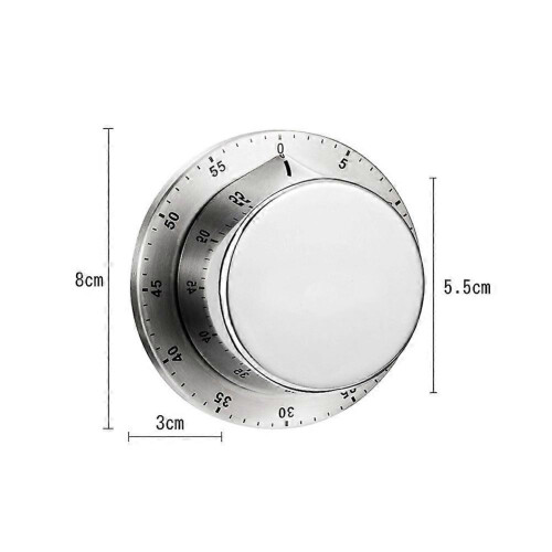 Mechanical Manual Stainless Steel Kitchen Timer with Magnetic Base, Cooking Timer, Alarm Clock, Countdown, Study, Fitness Timer Tool_Silver 2
