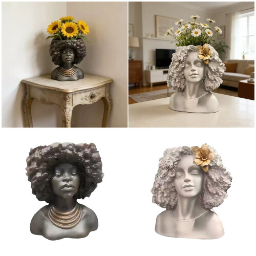 Unique Handcrafted Bohemians Head Shape Flower Planter-Baimei 2