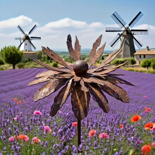 Piquet décoratif rouillé de jardin de bleuet en métal pour la
