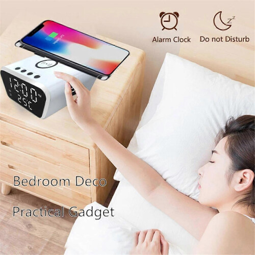 Alarm Clock 15W Intelligent Wireless Charger LED Digital Clock Black 2