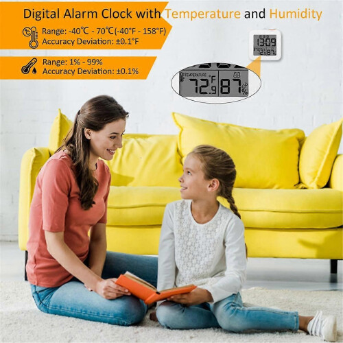 Digital Alarm Clock, Lightweight Travel Clock, Portable Clock White 2