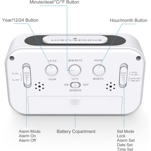 Digital alarm clock, morning alarm clock, silent battery operated 2