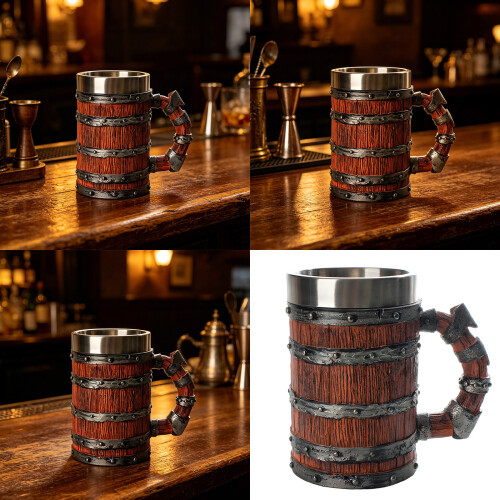 Large Resin Beer Glass Double Walled Construction Cup Drinking 1