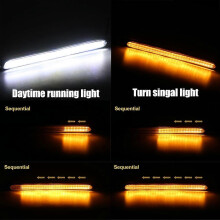 2 Stück LED-Tagfahrlichter, kompatibel mit Autos, wasserdicht, universell, 12 V Gleichstrom, automatische Scheinwerfer, sequentielle Blinker, gelbes,