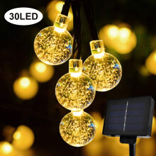 Luminițe solare cu 30 LED-uri, 5,3 m, 8 moduri, rezistente la apă IP65