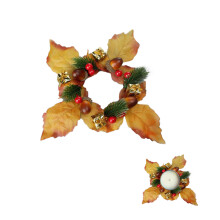 Christmas Candle Ring Wreath with Pine Cones and Red