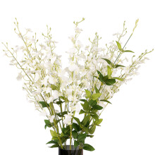 Orchidées artificielles en soie jaune, fausses fleurs réalistes au toucher, en tissu de soie de haute qualité, tiges d'orchidées « dame