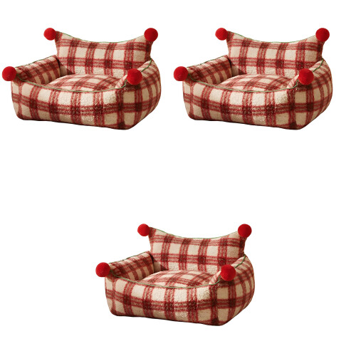 Lit créatif pour animaux de compagnie, couverture en Tartan,-M 1