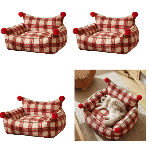 Lit créatif pour animaux de compagnie, couverture en Tartan,-M 2