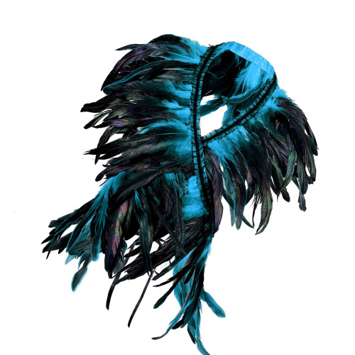 Breathable Feather Trim Collar Shoulder Wrap Cape Costume-Blue
