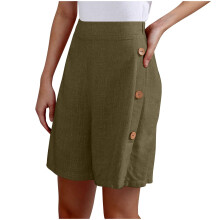 Women Casual ShortsAthletic Loose Running Short-Army Green XL