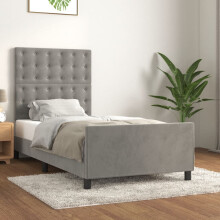 vidaXL sengestel uden madras lysegrå 90x200 cm fløjl